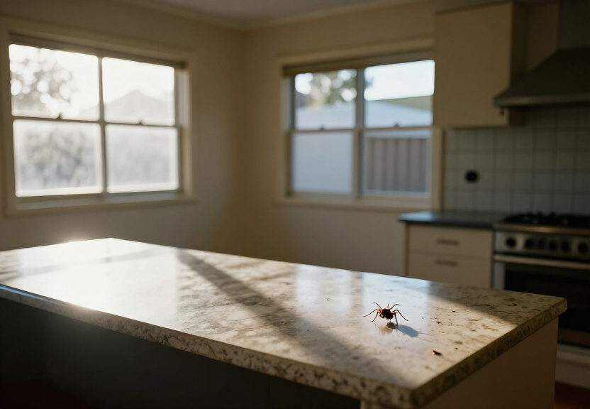 Spider webs and nests in a Point Piper roof void before treatment